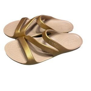 CROCS Kadee II Slide Sandal Women Size 10 Metallic Gold 210147-710
